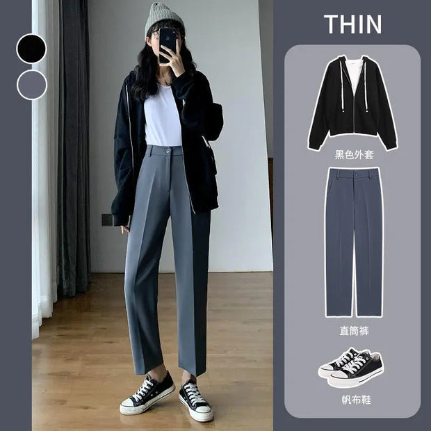 Tailoring with Pockets Solid Work Zipper All Medium Comfortable Stretch