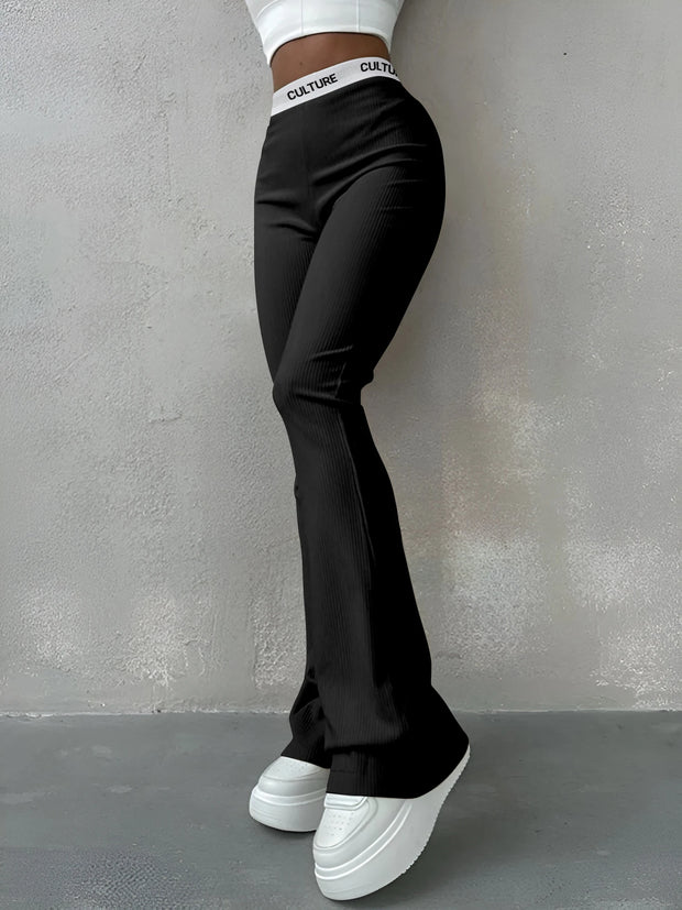 Slim Casual Ladies Flared Trousers Fashion New Solid Colour Trousers