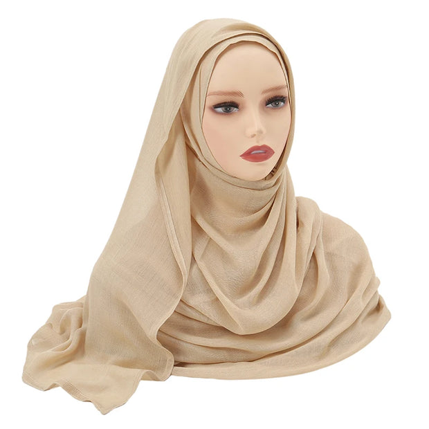 Muslim Hijabs Plain Shawls Soft Viscose Rayon Headscarf Islamic Turban