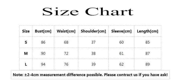 Size chart for Long Sleeves Ribbon Vestidos female summer evening dress with bust, waist, shoulder, sleeve length, and dress length measurements in cm