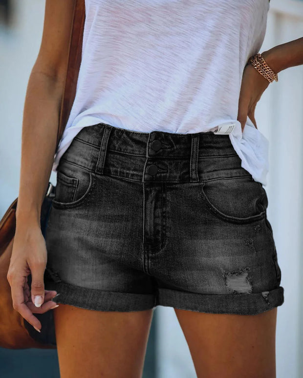 High Waist Faion Straight Leg Jeans ort Breathable Qui Dry Hot Pants