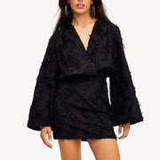Neck Bodycon Mini Dress Streetwear  Autumn Winter Women Loose Dress