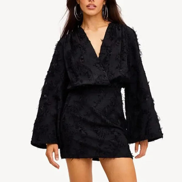 Neck Bodycon Mini Dress Streetwear  Autumn Winter Women Loose Dress