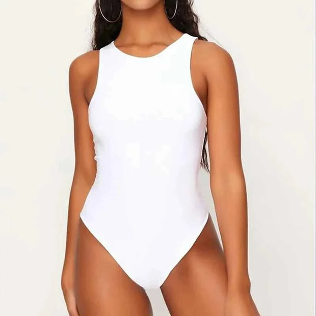 Sheath Crotch Basic Solid Overall Top Slim Casual Bodysuit Bodycon