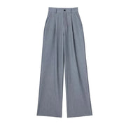 Women Striped Grey Black Pants Woman High Waist Baggy Suit Pants