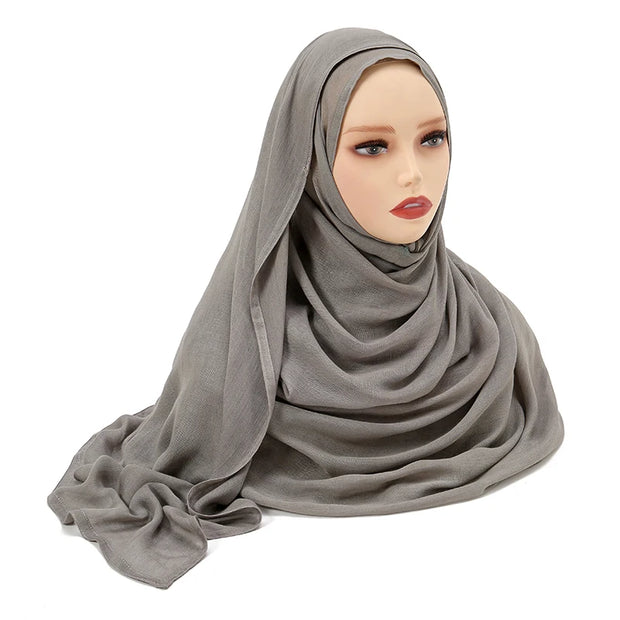 Muslim Hijabs Plain Shawls Soft Viscose Rayon Headscarf Islamic Turban