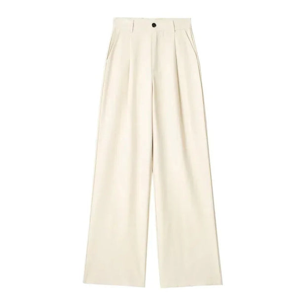 Women Striped Grey Black Pants Woman High Waist Baggy Suit Pants
