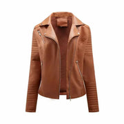 Leather Jacket Spring Autumn Zipper Casual Pu Coat Female Biker Outerwear