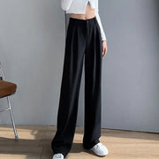 White High Waist Fluid Korean Style Wide Leg Palazzo Straight Fashion Casual