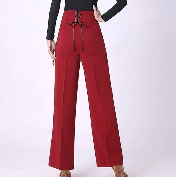 Wide-Leg Pants Ladies High Waist Casual Loose Chiffon Trousers