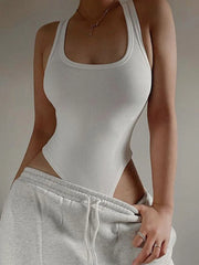 Sleeveless Knit Bodysuit Hot Summer Sexy Bodycon Off Shoulder Halter Tops