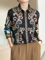 Blouses Fashion printed Long Sleeve Button-Down