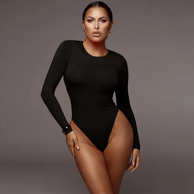 Women Black Autumn Winter Body Top Gray Casual Lady Streetwear Bodysuits