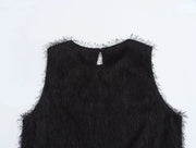 Winter European Temperament Tassel Decoration Sleeveless Dress