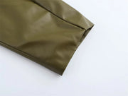 New Winter Imitation Leather Cropped Jacket for Women Casual Chic Ladies Clothes