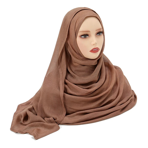 Muslim Hijabs Plain Shawls Soft Viscose Rayon Headscarf Islamic Turban