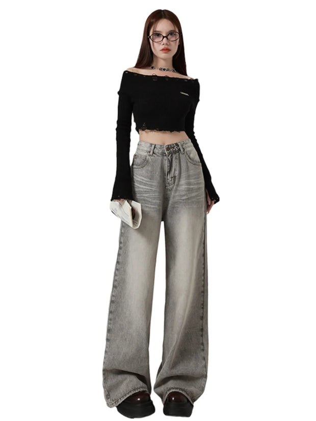 Aesthetic Streetwear Oversize Denim Trousers Y2k Wide Jean Pants