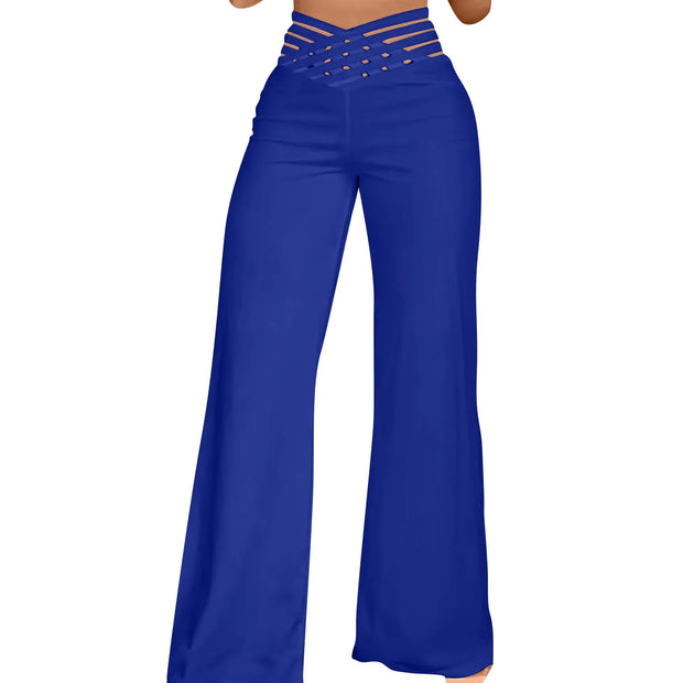 Daily Classic Solid Causal High Waist Wide Leg Pants
