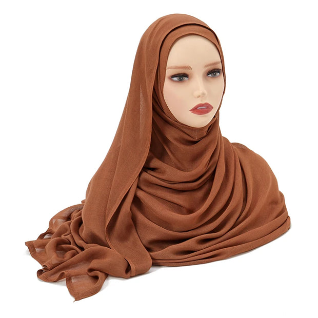 Muslim Hijabs Plain Shawls Soft Viscose Rayon Headscarf Islamic Turban