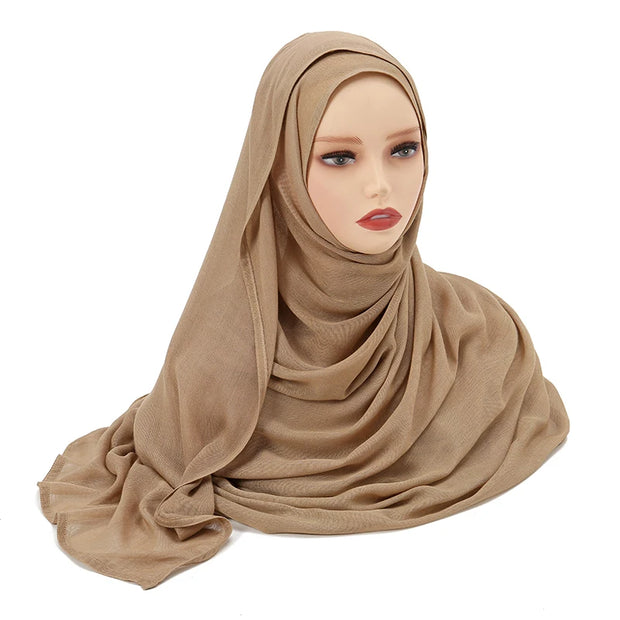 Muslim Hijabs Plain Shawls Soft Viscose Rayon Headscarf Islamic Turban
