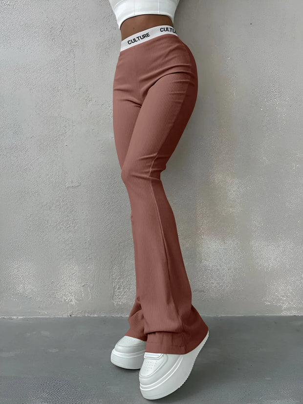 Slim Casual Ladies Flared Trousers Fashion New Solid Colour Trousers
