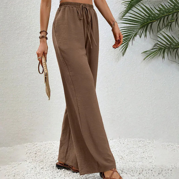 Basic Straight Casual Slim Striped Pants Lady Sexy Solid Simple Versatile Trousers