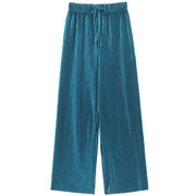 Silk Trousers Elastic Waist Loose Casual Pants