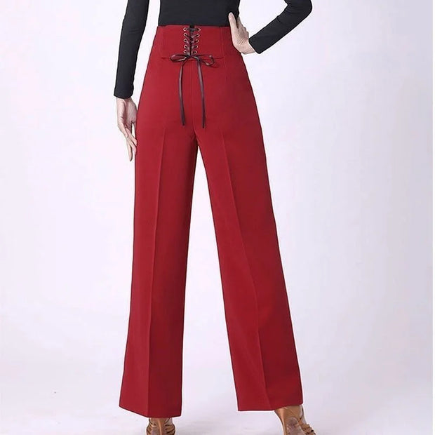 Wide-Leg Pants Ladies High Waist Casual Loose Chiffon Trousers