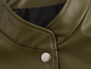 New Winter Imitation Leather Cropped Jacket for Women Casual Chic Ladies Clothes