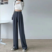 White High Waist Fluid Korean Style Wide Leg Palazzo Straight Fashion Casual