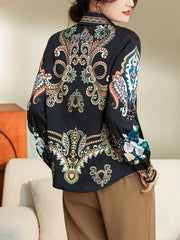 Blouses Fashion printed Long Sleeve Button-Down