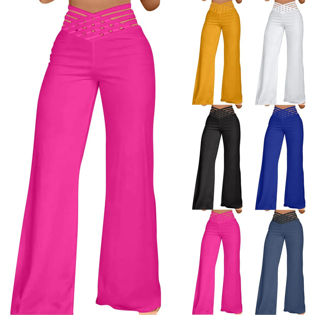 Daily Classic Solid Causal High Waist Wide Leg Pants