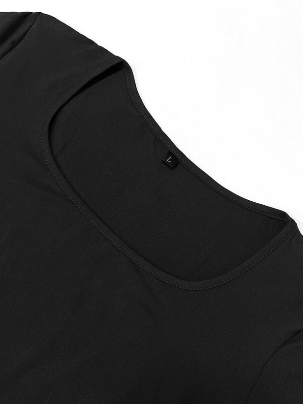 Basic Minimalist Causual Fashion Scoop Neck Long Dress, Womenswear