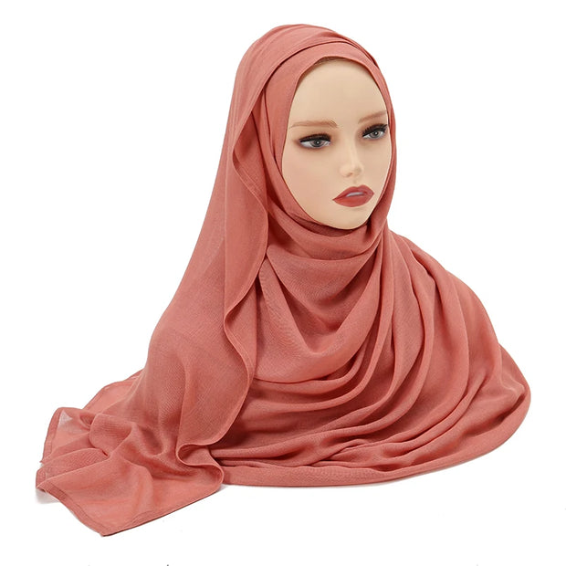 Muslim Hijabs Plain Shawls Soft Viscose Rayon Headscarf Islamic Turban