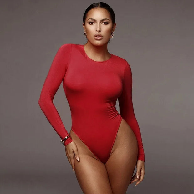 2025 Daily Slim Fit Sexy Long Sleeve Round Neck Basic Women's Bodysuit
