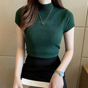 Turtleneck Knitted Blouse Shirt Women Tops