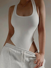 Sleeveless Knit Bodysuit Hot Summer Sexy Bodycon Off Shoulder Halter Tops