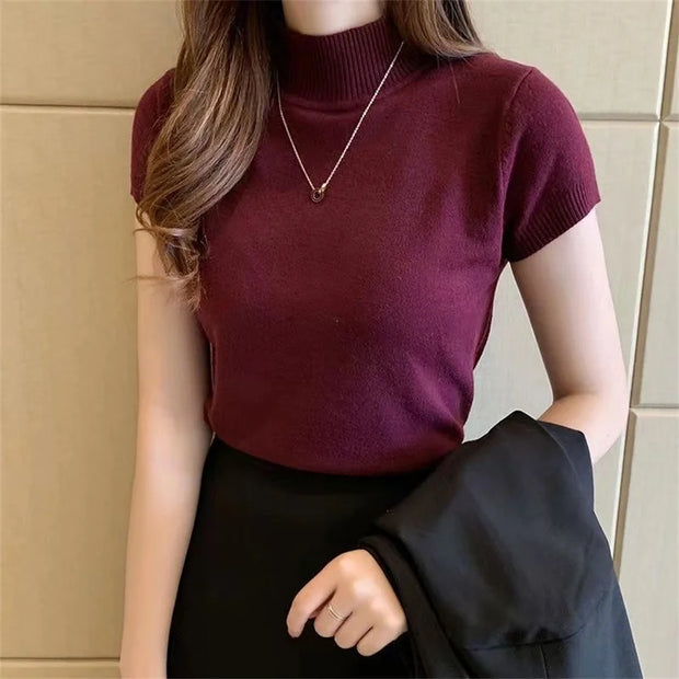 Tops Blouse Women Turtleneck Knitted Blouse Shirt Women Tops Blouses