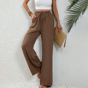 Basic Straight Casual Slim Striped Pants Lady Sexy Solid Simple Versatile Trousers