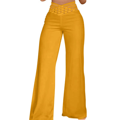 Daily Classic Solid Causal High Waist Wide Leg Pants