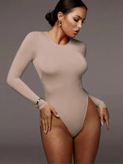 Winter Body Top Gray Casual Lady Streetwear Bodysuits