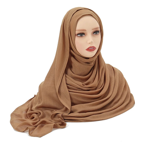 Muslim Hijabs Plain Shawls Soft Viscose Rayon Headscarf Islamic Turban