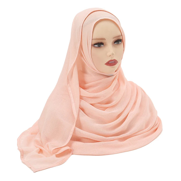 Muslim Hijabs Plain Shawls Soft Viscose Rayon Headscarf Islamic Turban