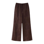 Neck Sleeveless Slim Top+Elastic Waist Drawstring Loose Long Pants