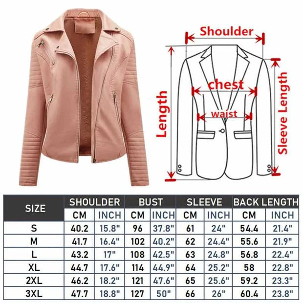 Leather Jacket Spring Autumn Zipper Casual Pu Coat Female Biker Outerwear