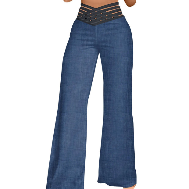 Daily Classic Solid Causal High Waist Wide Leg Pants
