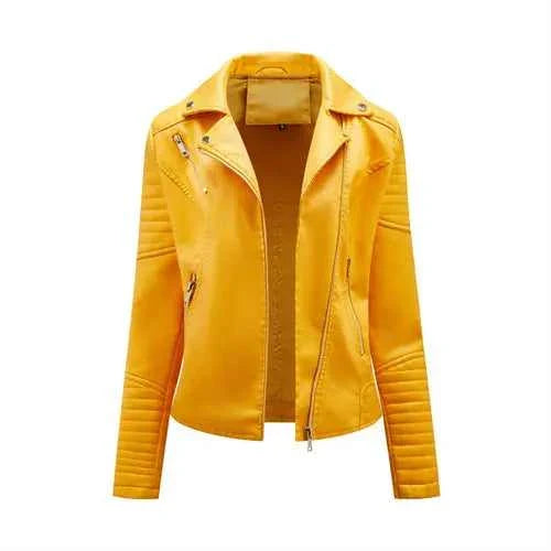 Leather Jacket Spring Autumn Zipper Casual Pu Coat Female Biker Outerwear