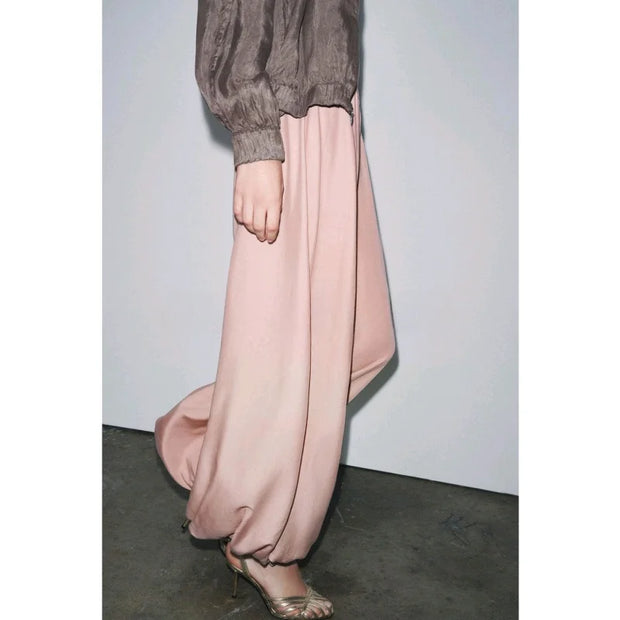 New Arrival Pleated  Hem Commute Polyester Fiber High Waist Casual Pants