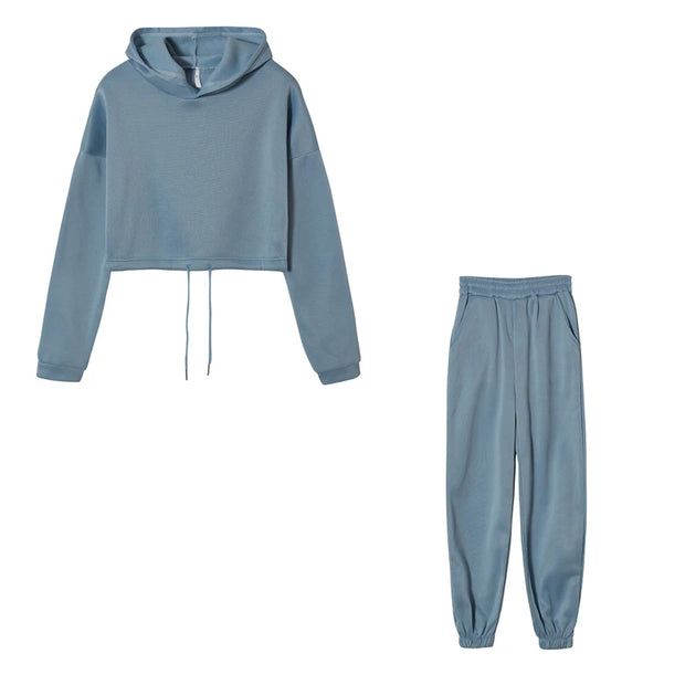 Fashion Trend Women's, Long-sleeved Sports Casual Suit Waist Two-piece Set