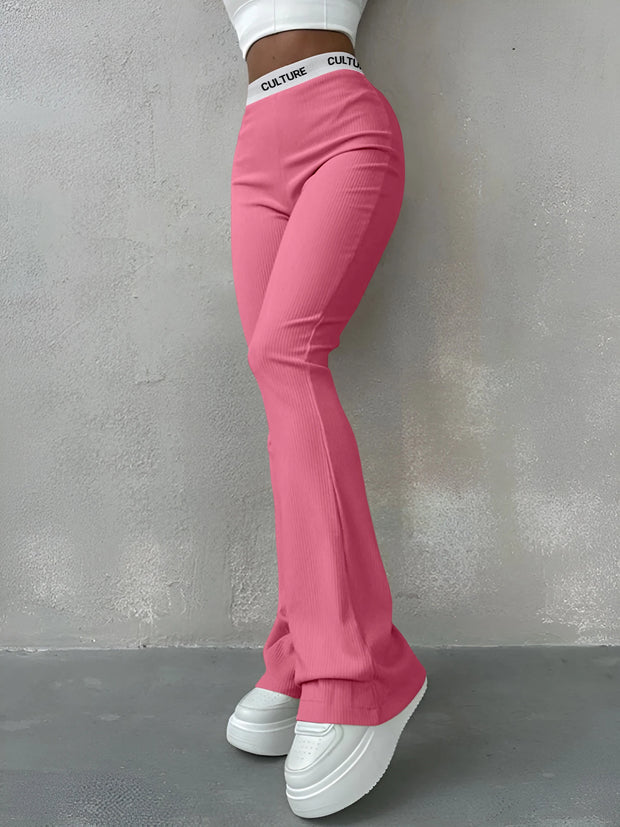 Slim Casual Ladies Flared Trousers Fashion New Solid Colour Trousers